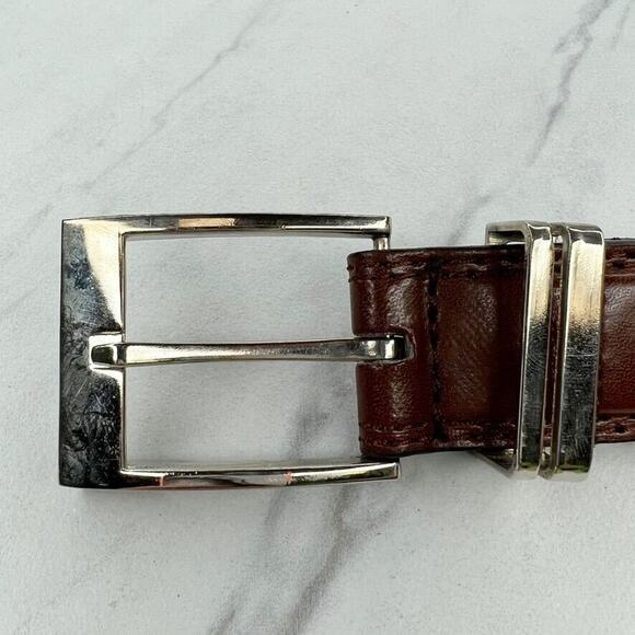 Brown Distressed Genuine Leather Belt Size 38 Mens - Picture 7 of 12